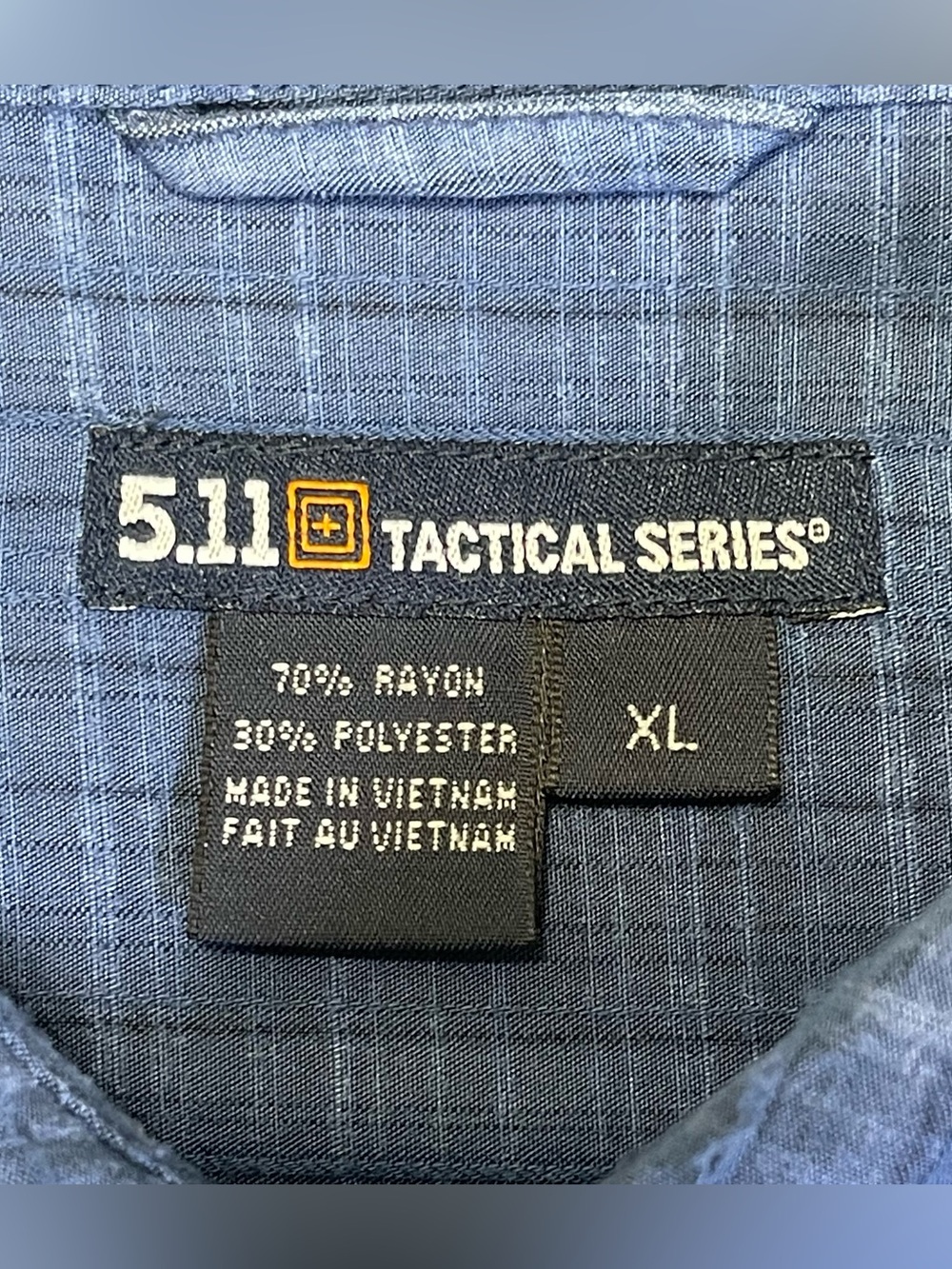 5.11 Tactical Men's XL Short-Sleeve Button-Up Shirt Blue Crosshatch Pattern - Picture 3 of 10